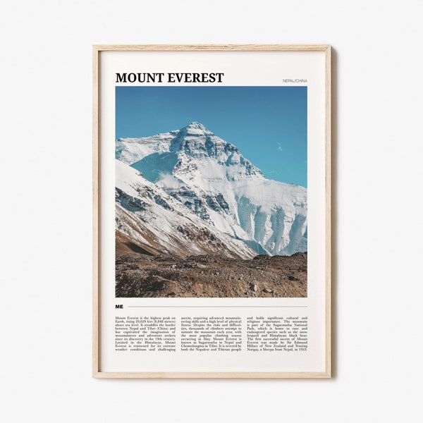 Mount Everest Travel Poster, Mount Everest Wall Art, Mount Everest Poster Print, Mount Everest Photo, Mount Everest Decor, Nepal/China