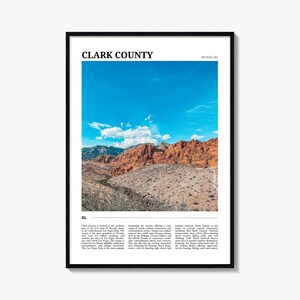Cartaz de viagem do Condado de Clark, Arte de parede do Condado de Clark, Impressão de pôster do Condado de Clark, Foto do Condado de Clark, Decoração do Condado de Clark, Nevada, EUA