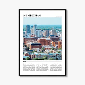 Póster de viaje de Birmingham, Alabama, arte mural de Birmingham, impresión de póster de Birmingham, fotografía de Birmingham, decoración de Birmingham, Alabama, EE. UU.