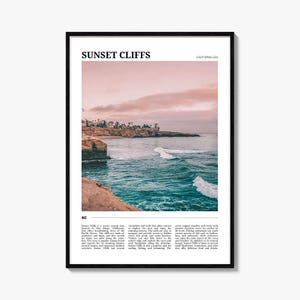 Sunset Cliffs Travel Poster, Sunset Cliffs Wall Art, Sunset Cliffs Poster Print, Sunset Cliffs Photo, Sunset Cliffs Decor, California, USA