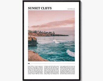 Sunset Cliffs Travel Poster, Sunset Cliffs Wall Art, Sunset Cliffs Poster Print, Sunset Cliffs Photo, Sunset Cliffs Decor, California, USA