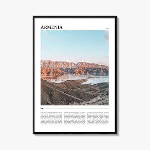 Póster de viaje de Armenia: Impresión artística de un vibrante paisaje montañoso