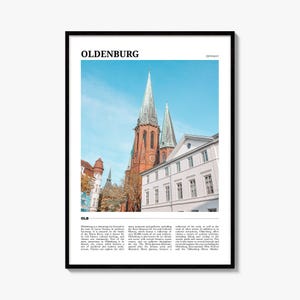 Reisposter Oldenburg, kleurrijke fotoprint, wanddecoratie voor thuis.