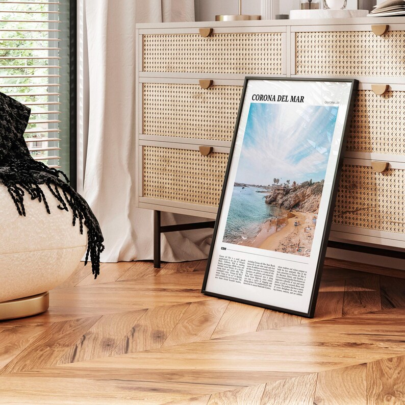 Cartel de viaje de Corona del Mar, Arte de pared de Corona del Mar, Impresión de cartel de Corona del Mar, Foto de Corona del Mar, Decoración de Corona, California, EE.UU. imagen 3
