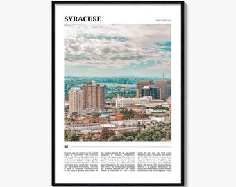 Plakat z Syracuse w Nowym Jorku, zdjęcie ze Stanów Zjednoczonych, sztuka ścienna z północnej części stanu, wystrój podróżniczy do centrum miasta