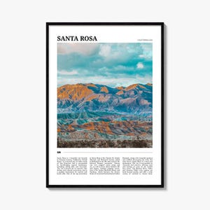 Cartel de viaje de Santa Rosa No 1, Arte de la pared de Santa Rosa, Impresión de cartel de Santa Rosa, Foto de Santa Rosa, Decoración de Santa Rosa, California, EE.UU.
