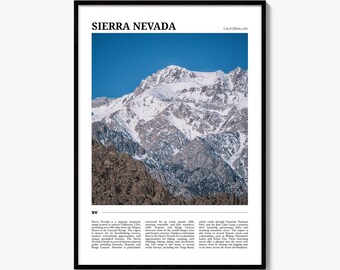 Póster de viaje de Sierra Nevada, impresión fotográfica colorida, decoración de pared para el hogar.