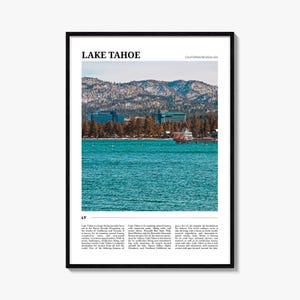 Lake Tahoe reisposter nr. 2, Lake Tahoe kunst aan de muur, Lake Tahoe poster print, Lake Tahoe foto, Lake Tahoe decor, Californië/Nevada, VS