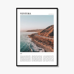 Pôster de viagem nº 1 de Ventura, arte de parede de Ventura, impressão de pôster de Ventura, foto de Ventura, decoração de Ventura, Califórnia, EUA