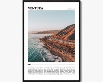 Póster de viaje de Ventura n.° 1, arte mural de Ventura, impresión de póster de Ventura, foto de Ventura, decoración de Ventura, California, EE. UU.