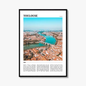 Póster de viaje de Toulouse, Arte mural de Toulouse, Impresión de póster de Toulouse, Foto de Toulouse, Decoración de Toulouse, Francia
