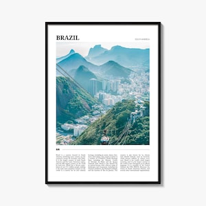 Póster de viaje de Brasil n.° 1, arte mural de Brasil, impresión de póster de Brasil, foto de Brasil, decoración de Brasil, Sudamérica