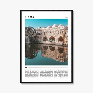 Hama Poster Druck, Syrien Foto, Orontes Fluss Wandkunst, Norias Wasserrad Reisedekor