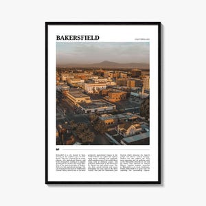 Bakersfield California Travel Poster: Vintage Wall Art Print