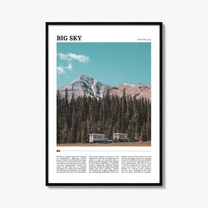 Big Sky Montana Travel Poster: USA Wall Art Print