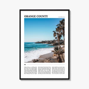 Affiche de voyage d'Orange County, art mural d'Orange County, impression d'affiche d'Orange County, photo d'Orange County, décoration d'Orange County, Californie, États-Unis