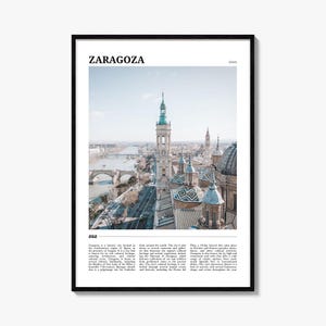 Póster de viaje de Zaragoza n.º 1, arte mural de Zaragoza, impresión de póster de Zaragoza, foto de Zaragoza, decoración de Zaragoza, España
