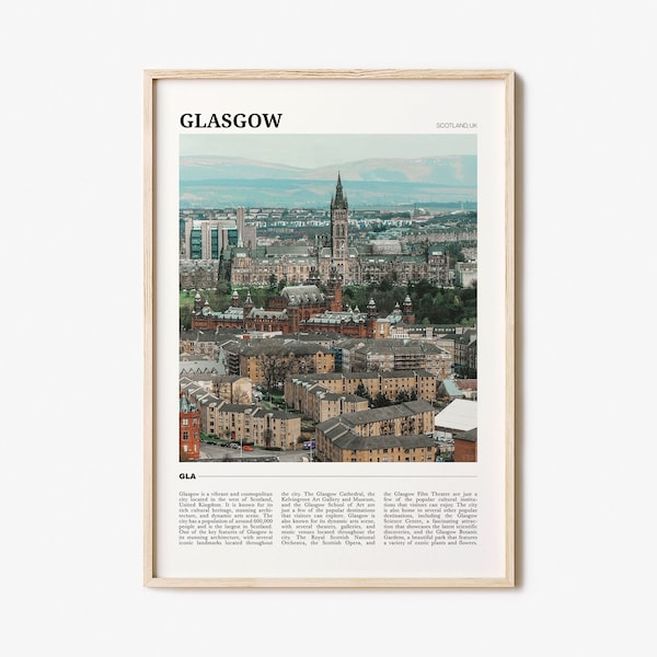 Glasgow Travel Poster, Glasgow Wall Art, Glasgow Poster Print, Glasgow Photo, Glasgow Decor, Scotland, UK