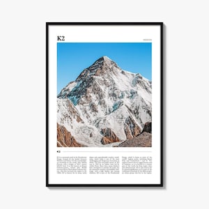 K2 Travel Poster, K2 Wall Art, K2 Poster Print, K2 Photo, K2 Decor, Pakistan