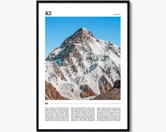 K2 Travel Poster, K2 Wall Art, K2 Poster Print, K2 Photo, K2 Decor, Pakistan