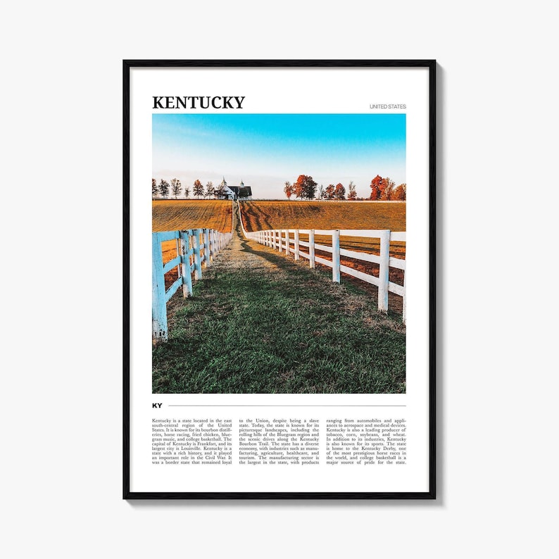 Kentucky Poster Print, Bluegrass State Photo, Mammoth Cave Wall Art, Bourbon Trail Travel Decor image 1