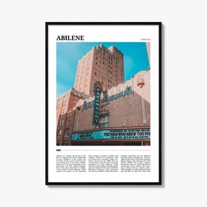 Pôster de Abilene, Foto do Texas, Arte de Parede dos Estados Unidos, Decoração de Viagem ao Paramount Theatre