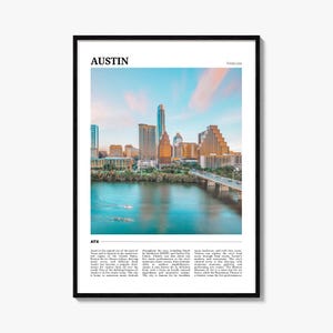 Póster de viaje de Austin, arte mural de Austin, impresión de póster de Austin, foto de Austin, decoración de Austin, Texas, EE. UU.