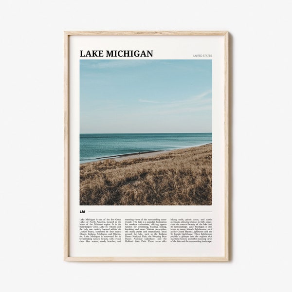 Cartel de viaje del lago Michigan, arte de la pared del lago Michigan, impresión del cartel del lago Michigan, foto del lago Michigan, decoración del lago Michigan, EE.UU.