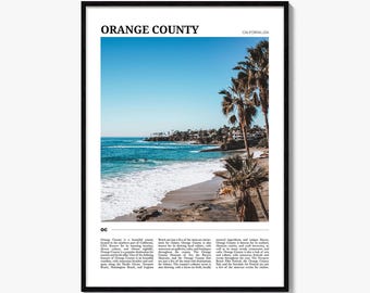 Póster de viaje del condado de Orange: Impresión fotográfica de una playa de California