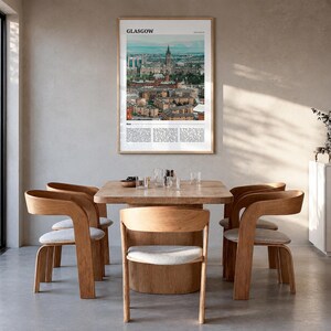 Glasgow Travel Poster, Colorful Photo Print, Home Wall Art Decor Premium Natural Wood Frame