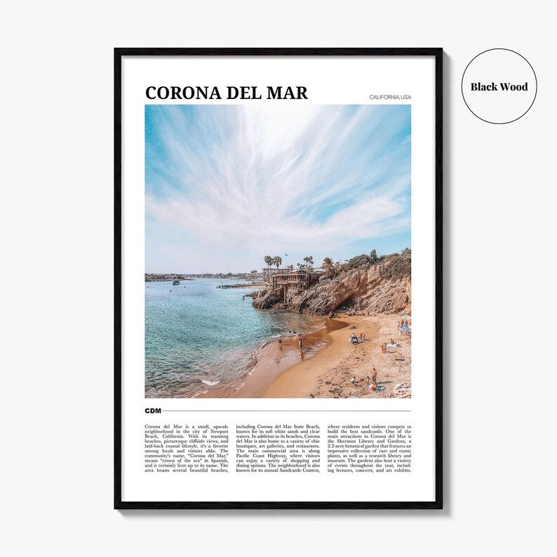 Cartel de viaje de Corona del Mar, Arte de pared de Corona del Mar, Impresión de cartel de Corona del Mar, Foto de Corona del Mar, Decoración de Corona, California, EE.UU. imagen 6