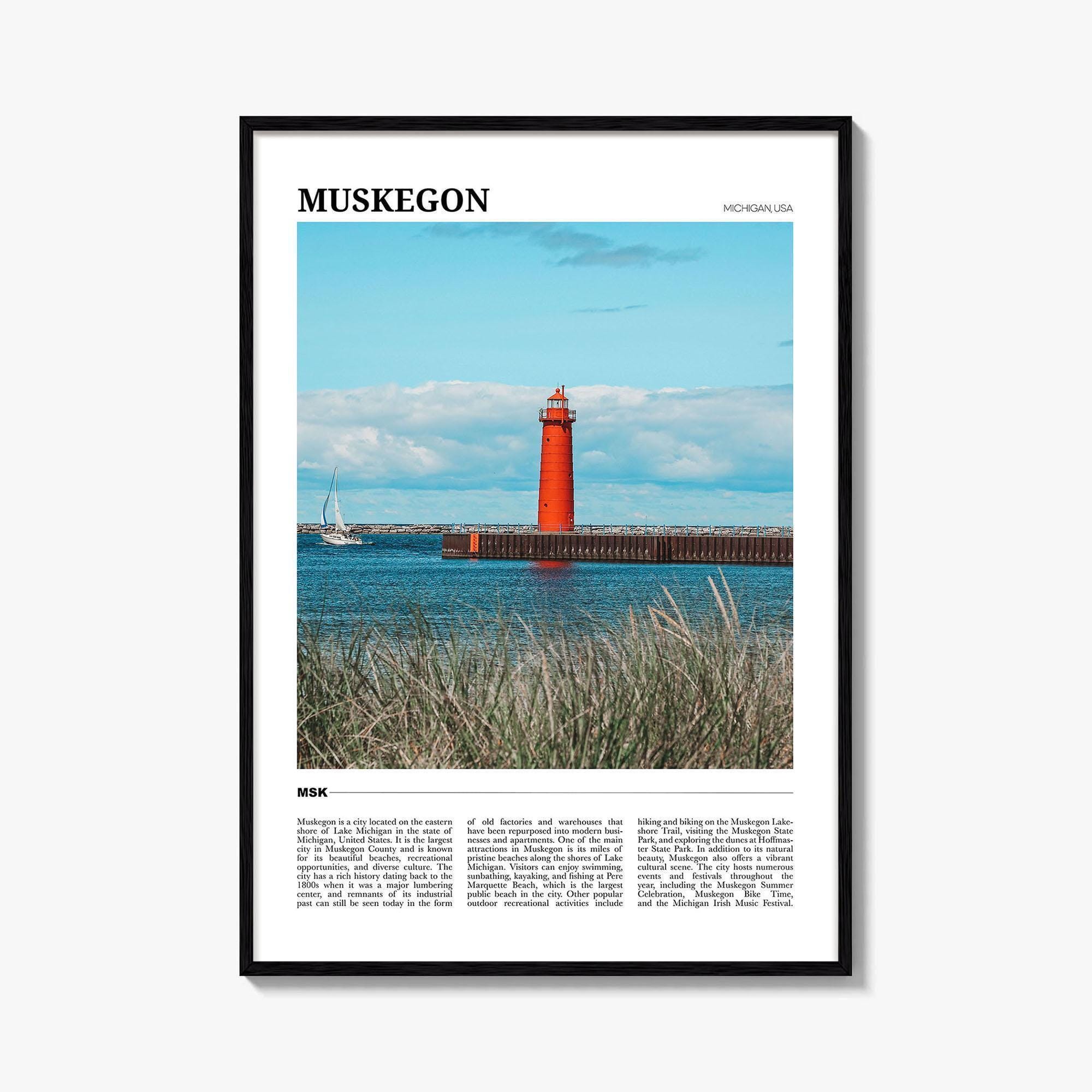 Muskegon Lighthouse Travel Poster: Michigan Wall Art Print UK