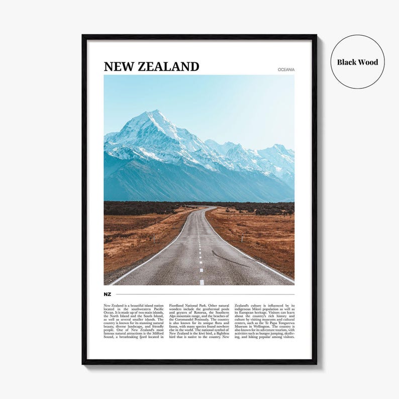 New Zealand Poster Print, South Island Photo, Alps Wall Art, Mount Cook Travel Decor image 6