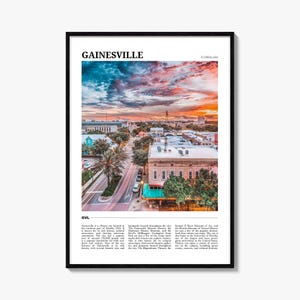 Gainesville-reisposter, Gainesville-kunst aan de muur, Gainesville-posterprint, Gainesville-foto, Gainesville-decor, Florida, VS
