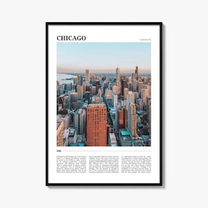 Póster de viaje de Chicago n.º 2, arte mural de Chicago, impresión de póster de Chicago, foto de Chicago, decoración de Chicago, Illinois, EE. UU.