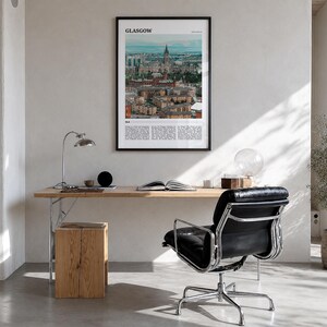Glasgow Travel Poster, Colorful Photo Print, Home Wall Art Decor Premium Black Wood Frame