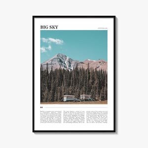 Póster de viaje de Big Sky, arte mural de Big Sky, impresión de póster de Big Sky, foto de Big Sky, decoración de Big Sky, Montana, EE. UU.