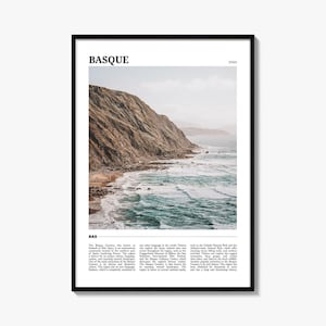 Basque Travel Poster No 2, Basque Country Wall Art, Basque Poster Print, Basque Photo, Basque Decor, Spain