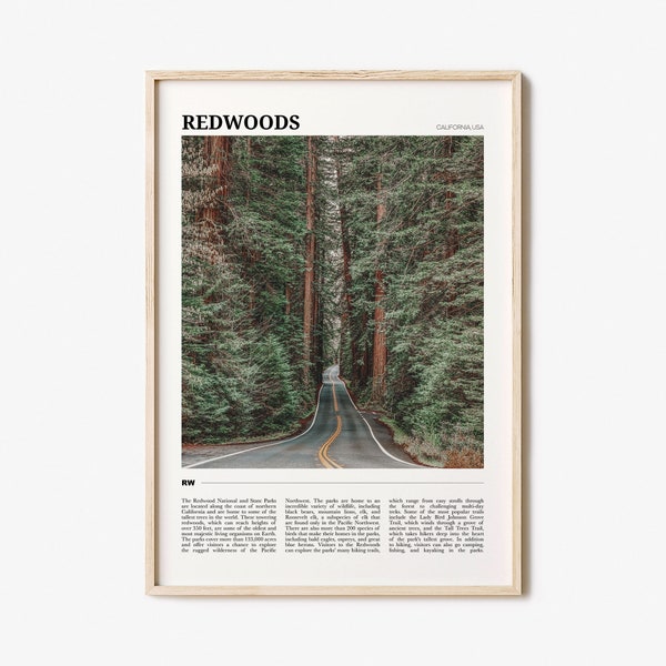 Redwoods Travel Poster, Redwoods Wall Art, Redwoods Poster Print, Redwoods Foto, Redwoods Decor, Californië, VS