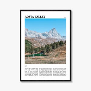 Aosta Valley Italy Travel Poster: Vibrant Mountain View Art Print