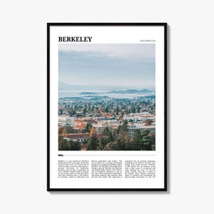 Plakat z Berkeley, zdjęcie z USA, sztuka ścienna z Bay Area, wystrój podróżniczy Uniwersytetu Kalifornijskiego