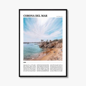 Cartel de viaje de Corona del Mar, Arte de pared de Corona del Mar, Impresión de cartel de Corona del Mar, Foto de Corona del Mar, Decoración de Corona, California, EE.UU. imagen 1