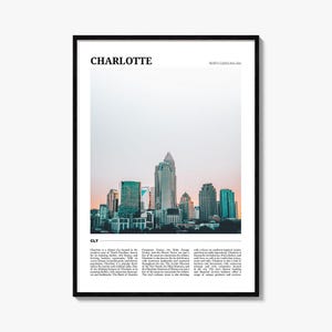 Charlotte Travel Poster No 2, Charlotte Wall Art, Charlotte Poster Print, Charlotte Photo, Charlotte Decor, North Carolina, USA