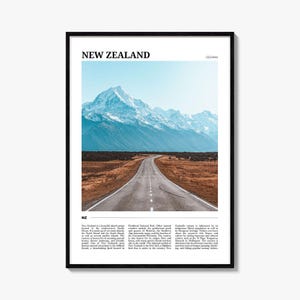 New Zealand Poster Print, South Island Photo, Alps Wall Art, Mount Cook Travel Decor image 1