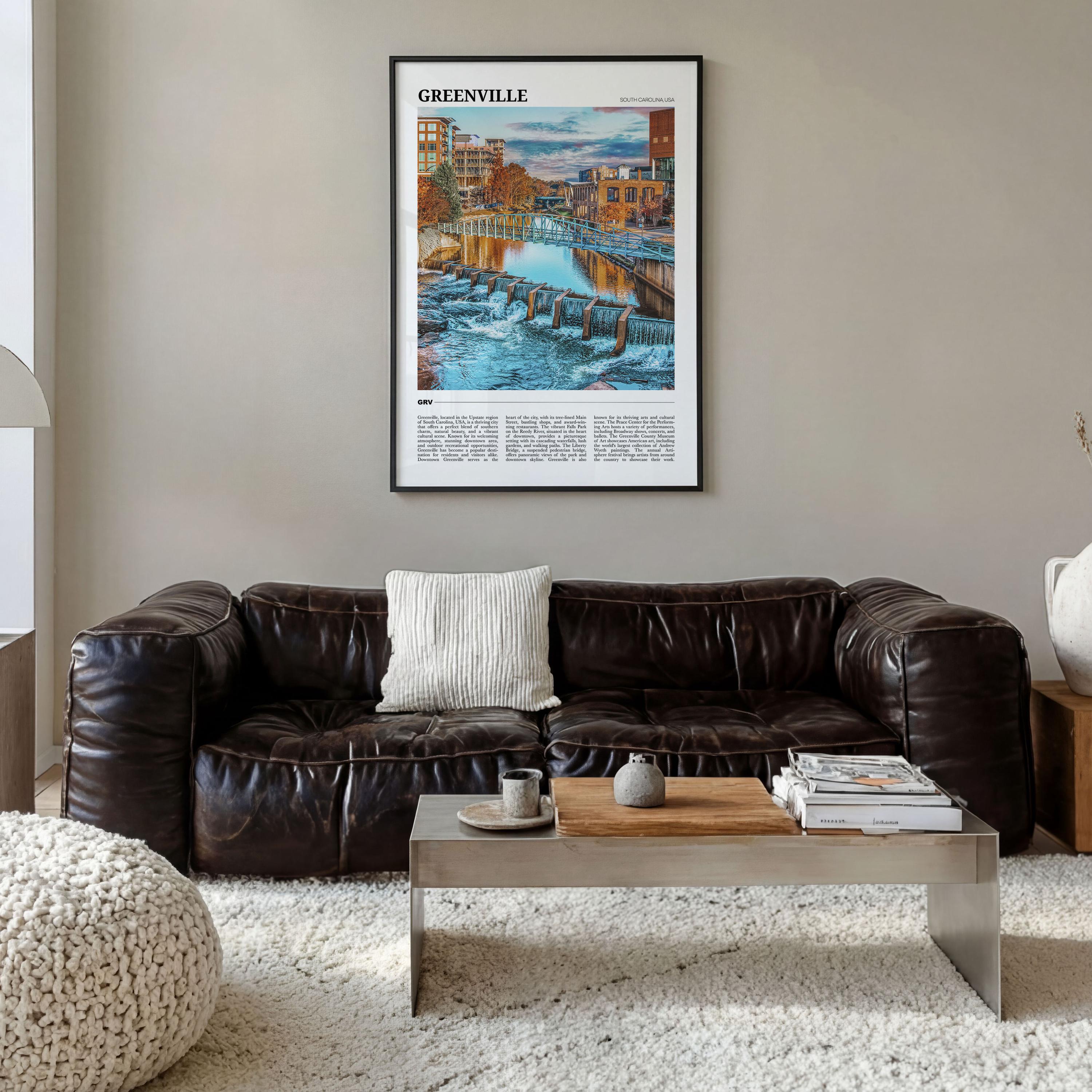 Greenville Poster Print, South Carolina Photo, Reedy River Wall