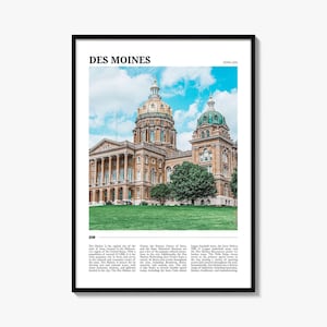 Des Moines Travel Poster No 1, Des Moines Wall Art, Des Moines Poster Print, Des Moines Photo, Des Moines Decor, Iowa, USA