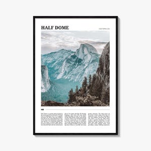 Half Dome Travel Poster, Half Dome Wall Art, Half Dome Poster Print, Half Dome Photo, Half Dome Decor, California, USA
