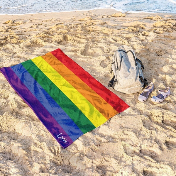 Rainbow Beach Towel Etsy
