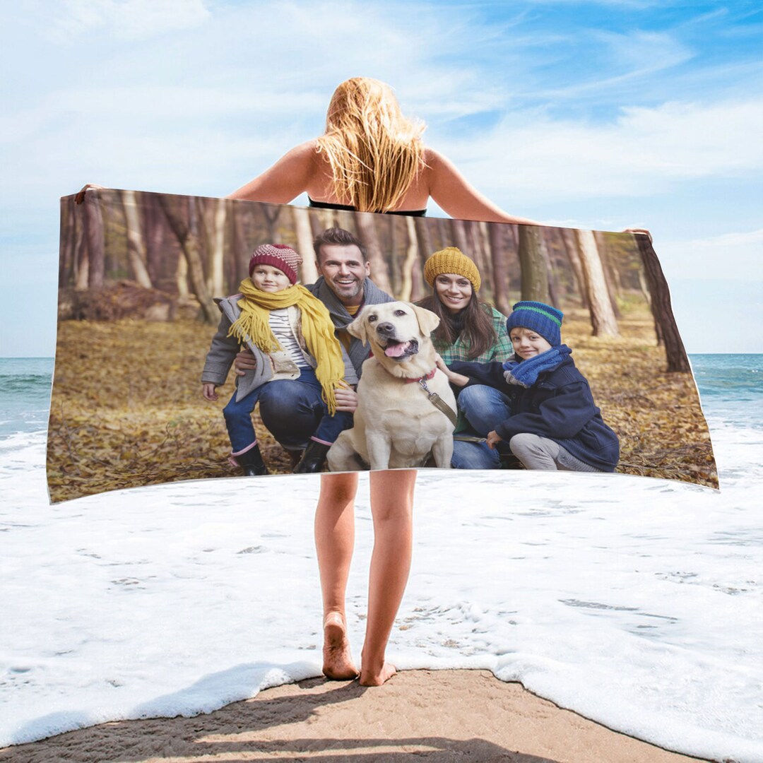Personalized Photo Beach Towel Custom Photo Towel Custom Etsy