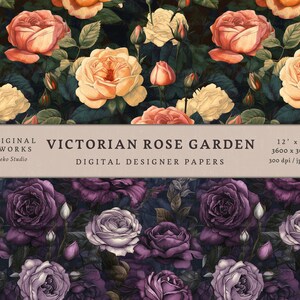 Old Victorian Rose Garden - Digital Paper Pack - 12 Designs ...